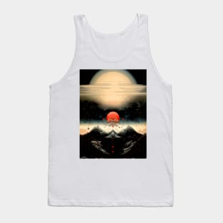 Japanese Geometry 7: Red Moon Landscape Tank Top